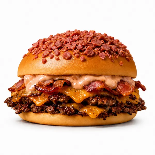 Smashed burger Triplo Bacon da Charanga Hamburgueria